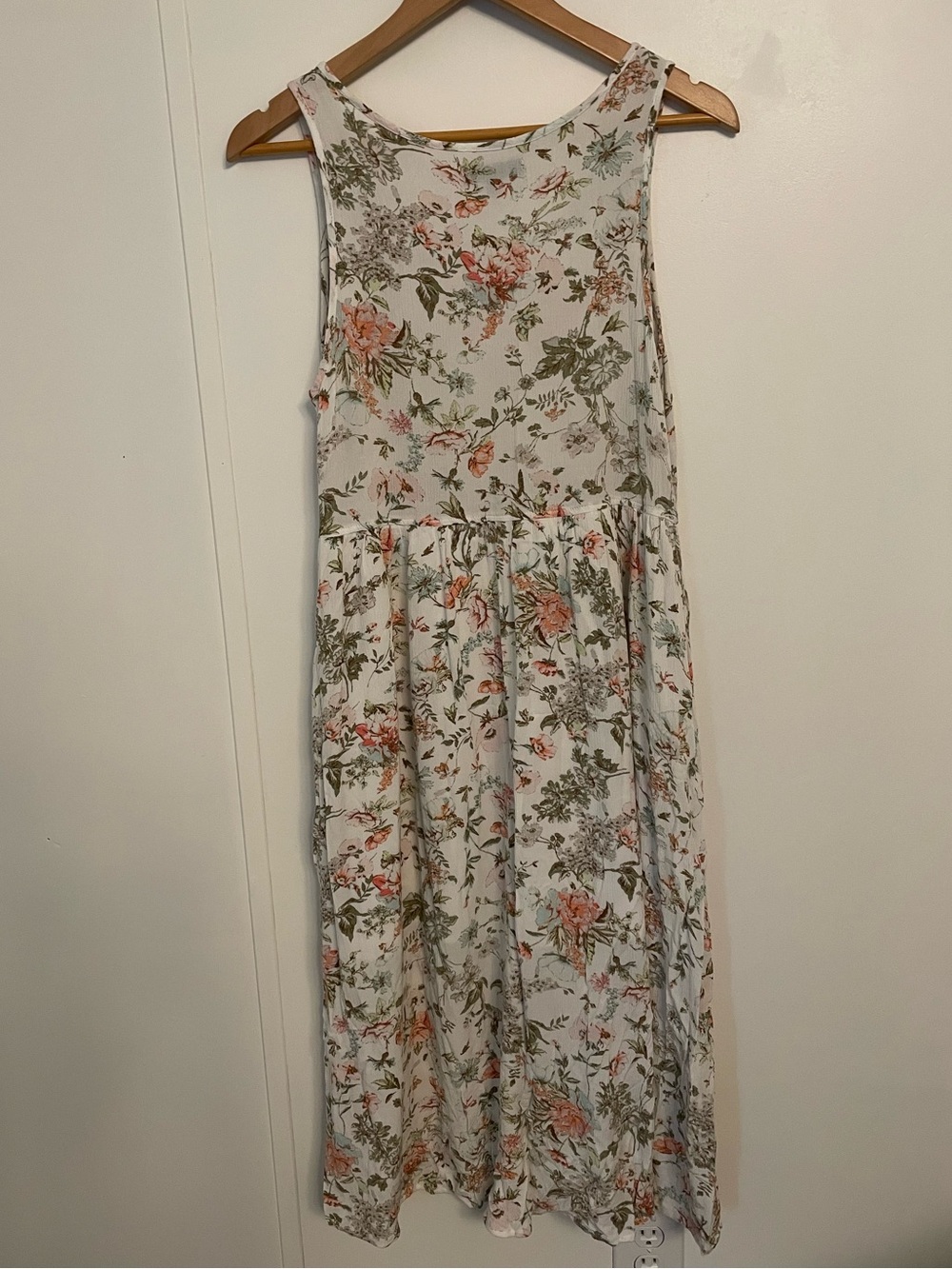 Frye Floral Midi Dress in Ivory and Blush Sleeveless Botton Front Size M Boho - Picture 9 of 14